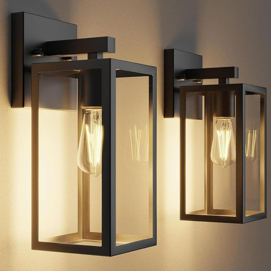 Severin – Modernes Außenwandleuchten-Set im Laternen-Design aus schwarzem Metall