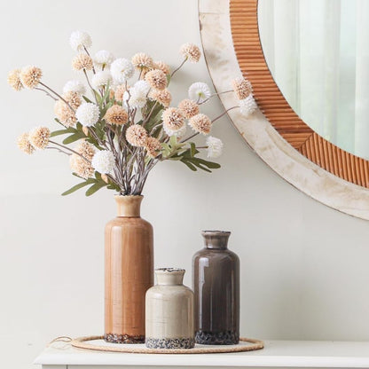 Malia – Keramik-Vasen-Set im rustikalen Vintage-Design mit Krakelee-Glasur
